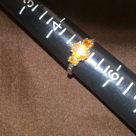 Sterling Silver Orange Sapphire Ring Size 5