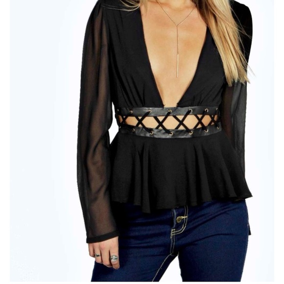 Lace Up Blouse