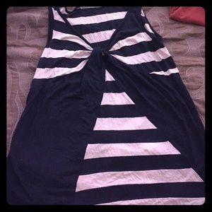 Navy blue and white striped tank top