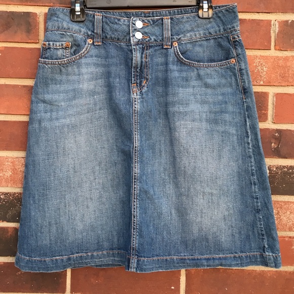 red engine denim skirt