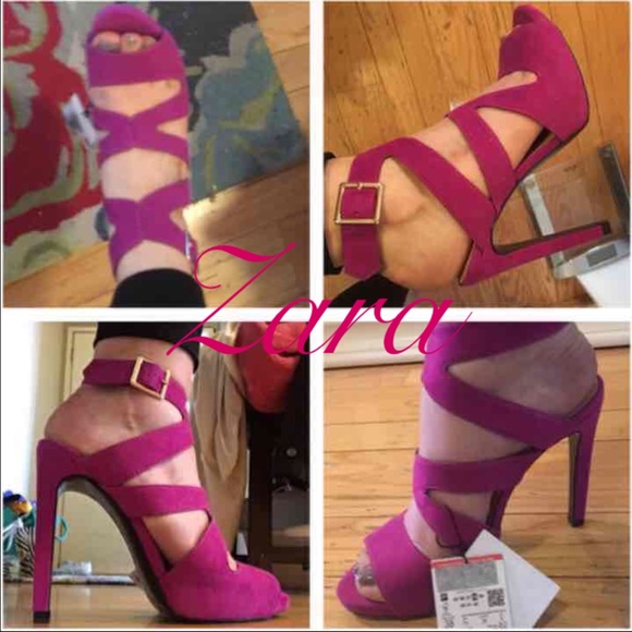 NIB Zara Purple/Fuschia Sandal High Heels in box!! - Picture 2 of 4