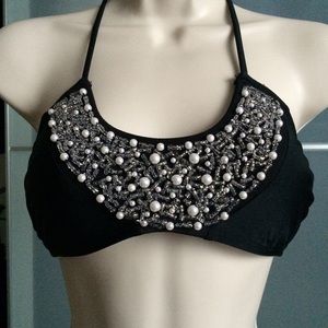 Pearl swim bra!! Black, padded, fabulous! Cup C/D