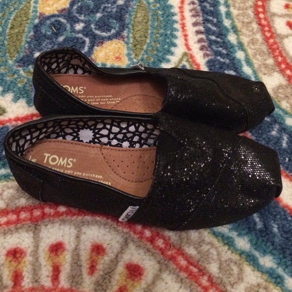 Brand New Black Glitter Classic TOMS