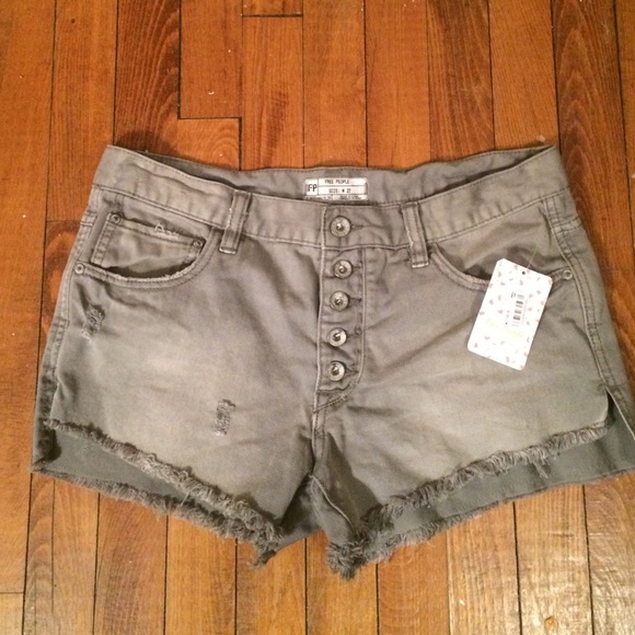 Free People Dusty Grey Denim Shorts