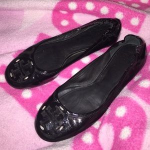 Tory Burch black patent flats