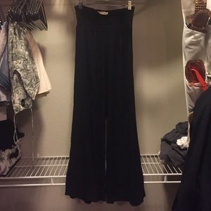 Black wide leg cotton pants