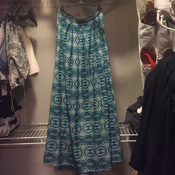 Multi color blue maxi skirt