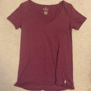 V-neck, maroon