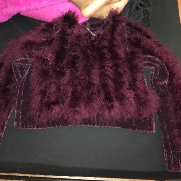 Fur crop top sweater