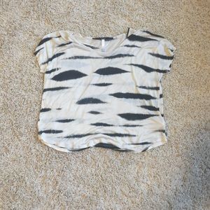 Zebra/striped navy and cream crop top from Kensie