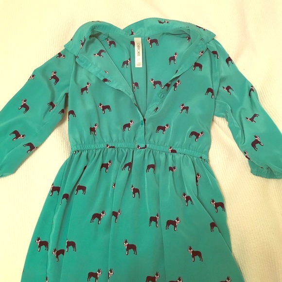 a light green boston terrier dress