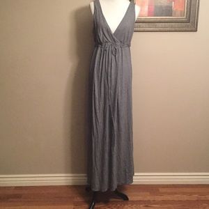 Navy and gray striped cotton maxi dress size large