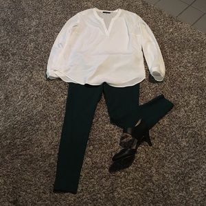 Hunter green leggings, Office or casual
