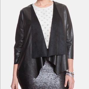 Faux leather drape jacket