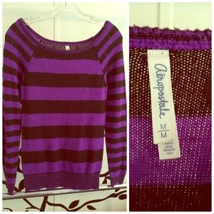 Aeropostale purple and black striped sweater