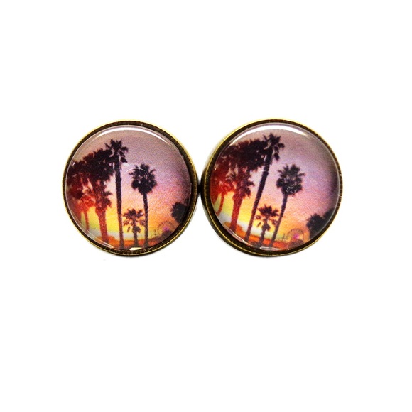 Handmade Jewelry - Sunset Palm Tree Earrings