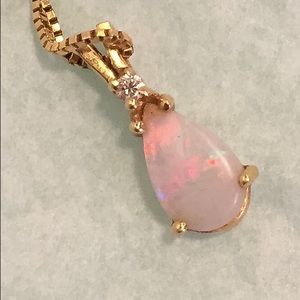 Opal and diamond necklace.