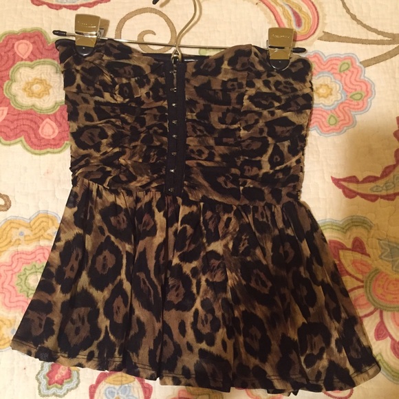 Express brand leopard strapless top