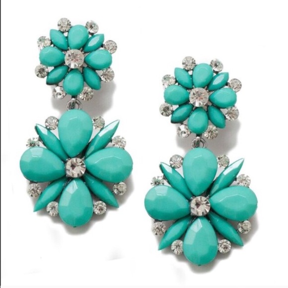 Green Floral statement earrings