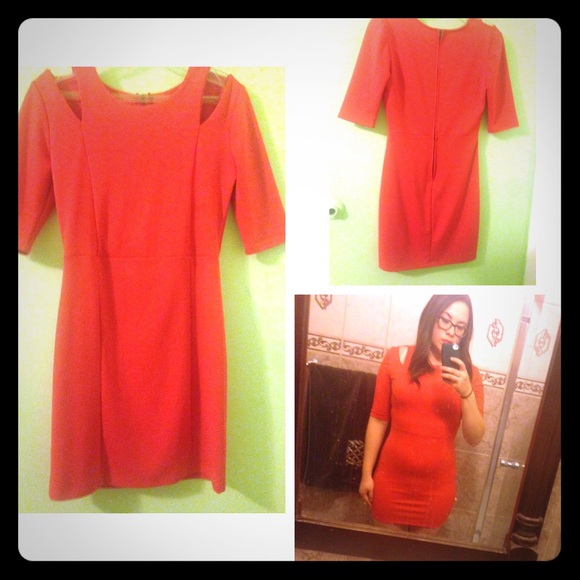 Fitted coral cocktail dress from Foreign Exchange