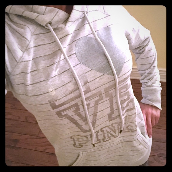 ♥️grey & silver pink hoody♥️