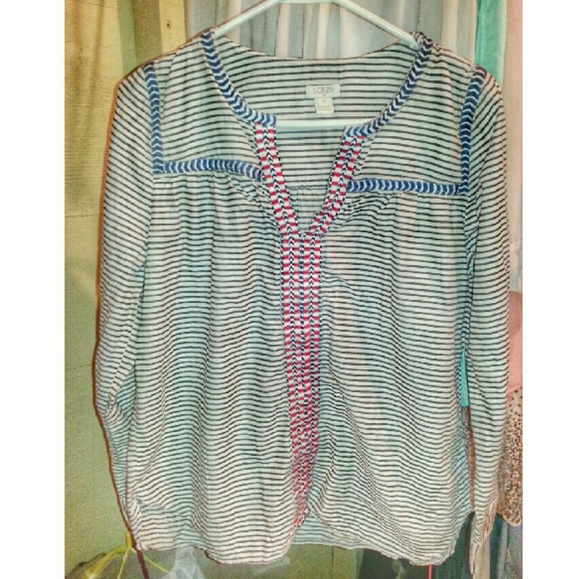 J Crew Embroidered Stripe Shirt