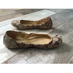 Coach signature brown ballet flats shoes women's