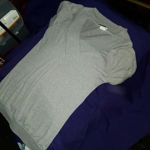 Heather Gray Short Sleeve V Neck Sweater