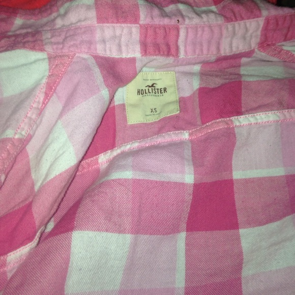 Pink and white hollister flannel