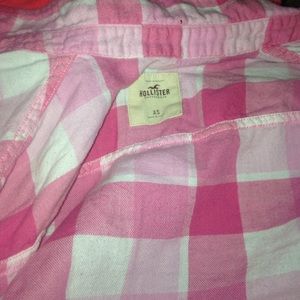 Pink and white hollister flannel