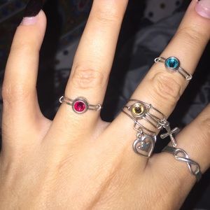 Alex & Ani Red & Blue stud stackable ring