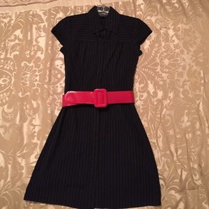 Pinstriped shirt dress with belt