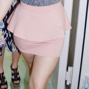 Peplum Pastel Pink Mini Skirt
