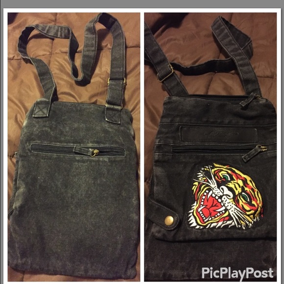 Black denim Ed hardy bag - Picture 1 of 4