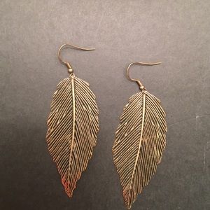 Cooper feather earrings