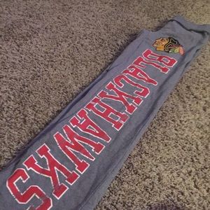 Gray Blackhawks flared yoga pants