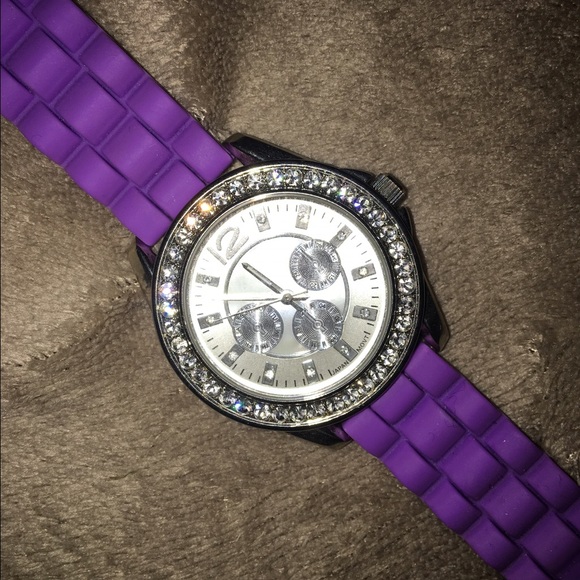 Purple stainless steel watch