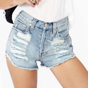 Brand new minkpink slasher destroyed denim shorts