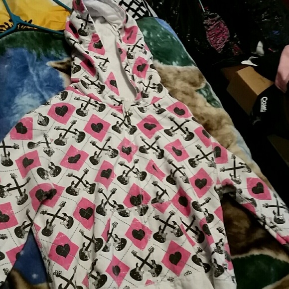 Guitar hearts zip up Hoodie