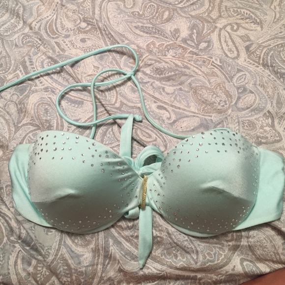 Victoria's Secret mint & rhinestone swim top