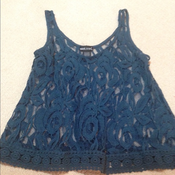Blue, lace tank