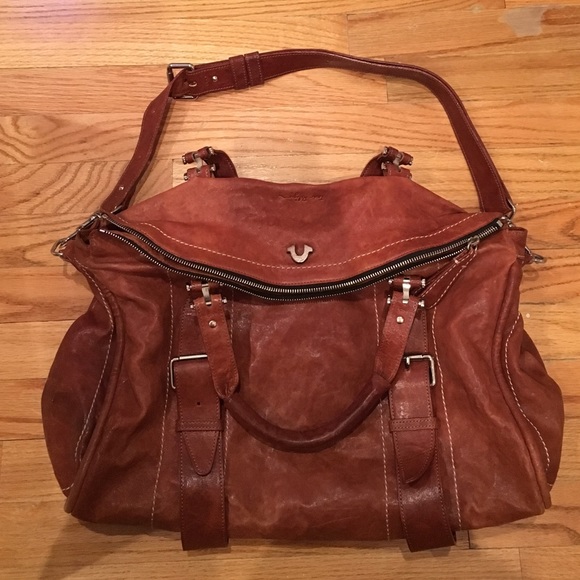 True Religion genuine leather weekend bag