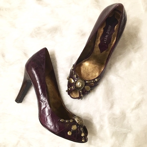 Nine West Shoes - 🔱 LAST CHANCE ‼️ Kornelia Eggplant Beaded Pumps