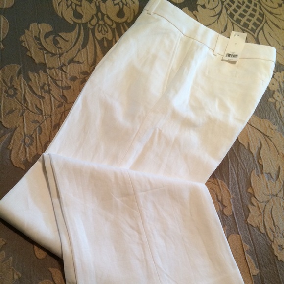 White linen textured pants
