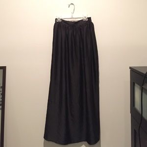 Black satin-like maxi skirt