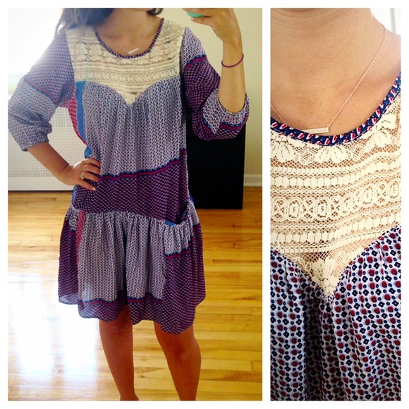 ❗️LAST ONE-M❗️ Patchwork Lace Pocket Mini Dress - Picture 3 of 4