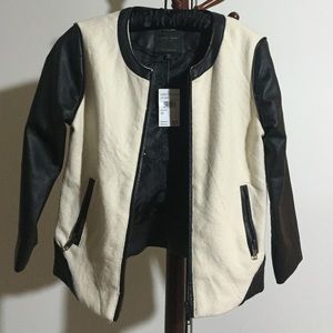 Leather sleeve jacket