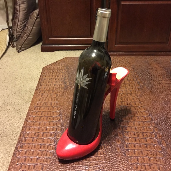 Red High Heel Wine Holder with Bow - Ceramic - Picture 3 of 4