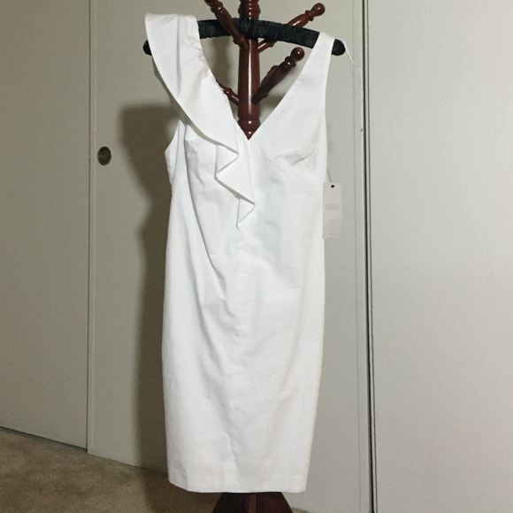 V-neck white dress