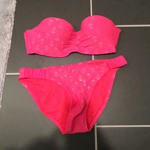 Neon Pink and Gold Anchor Bikini